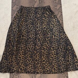 Zara Leopard A-Line Skirt in Black and Brown